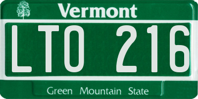 VT license plate LTO216