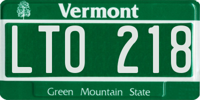 VT license plate LTO218