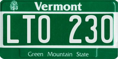 VT license plate LTO230