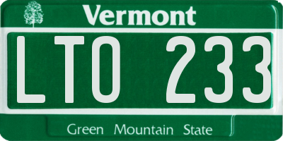 VT license plate LTO233