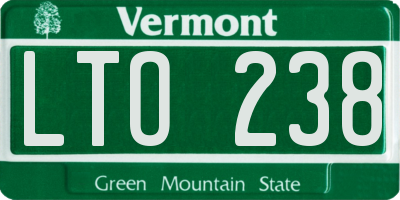 VT license plate LTO238