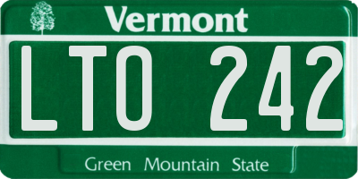 VT license plate LTO242