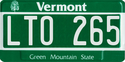 VT license plate LTO265