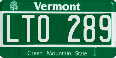 VT license plate LTO289
