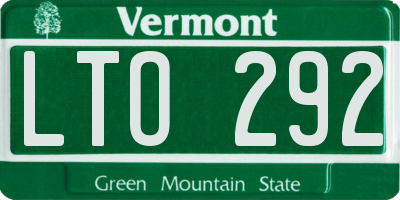 VT license plate LTO292