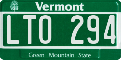 VT license plate LTO294
