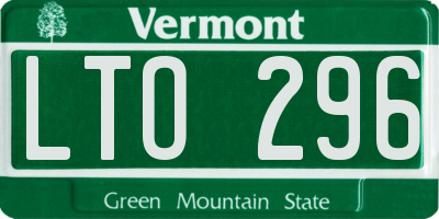 VT license plate LTO296