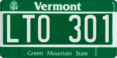 VT license plate LTO301