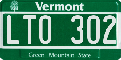 VT license plate LTO302