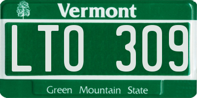 VT license plate LTO309