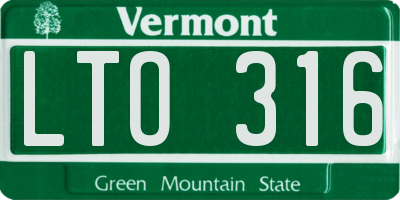 VT license plate LTO316