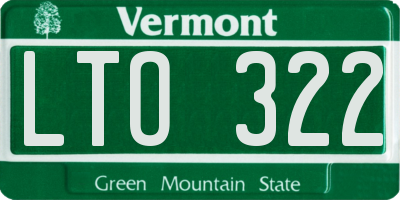 VT license plate LTO322