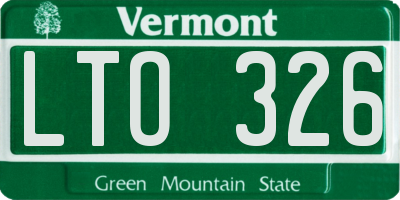 VT license plate LTO326