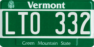 VT license plate LTO332