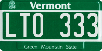 VT license plate LTO333