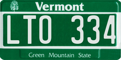VT license plate LTO334