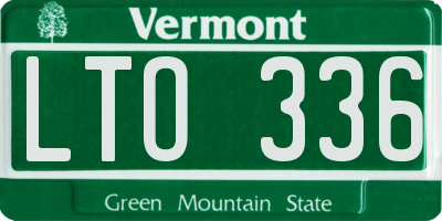 VT license plate LTO336