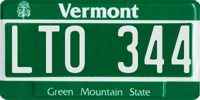 VT license plate LTO344