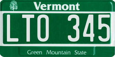 VT license plate LTO345