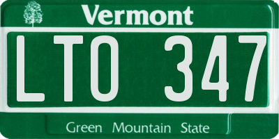 VT license plate LTO347