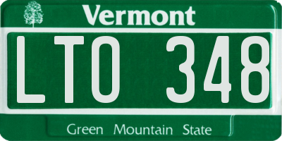VT license plate LTO348