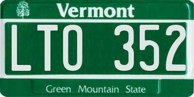 VT license plate LTO352