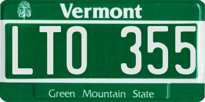 VT license plate LTO355