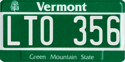 VT license plate LTO356