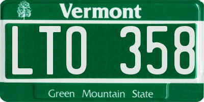 VT license plate LTO358