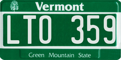 VT license plate LTO359