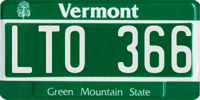 VT license plate LTO366