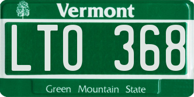 VT license plate LTO368