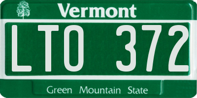 VT license plate LTO372