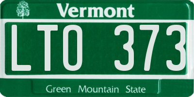 VT license plate LTO373