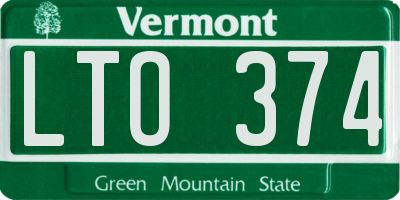 VT license plate LTO374