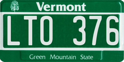 VT license plate LTO376