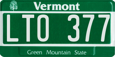 VT license plate LTO377