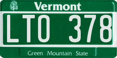 VT license plate LTO378