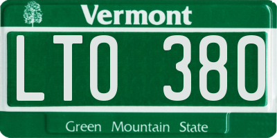VT license plate LTO380