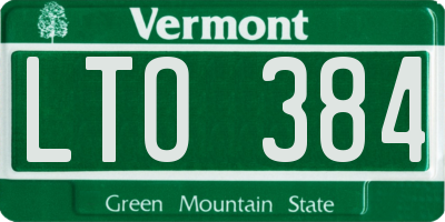 VT license plate LTO384