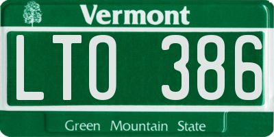 VT license plate LTO386