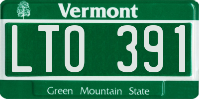 VT license plate LTO391