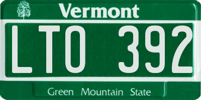 VT license plate LTO392