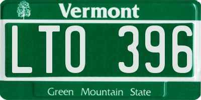 VT license plate LTO396