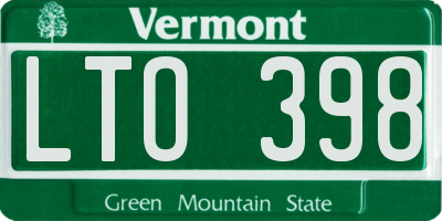 VT license plate LTO398