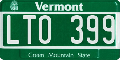 VT license plate LTO399