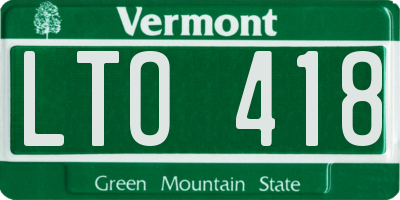 VT license plate LTO418