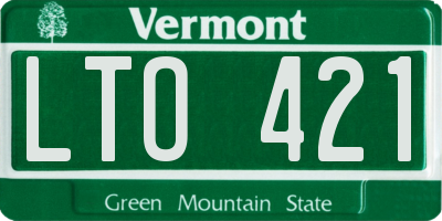 VT license plate LTO421