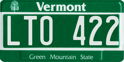 VT license plate LTO422