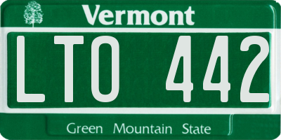 VT license plate LTO442
